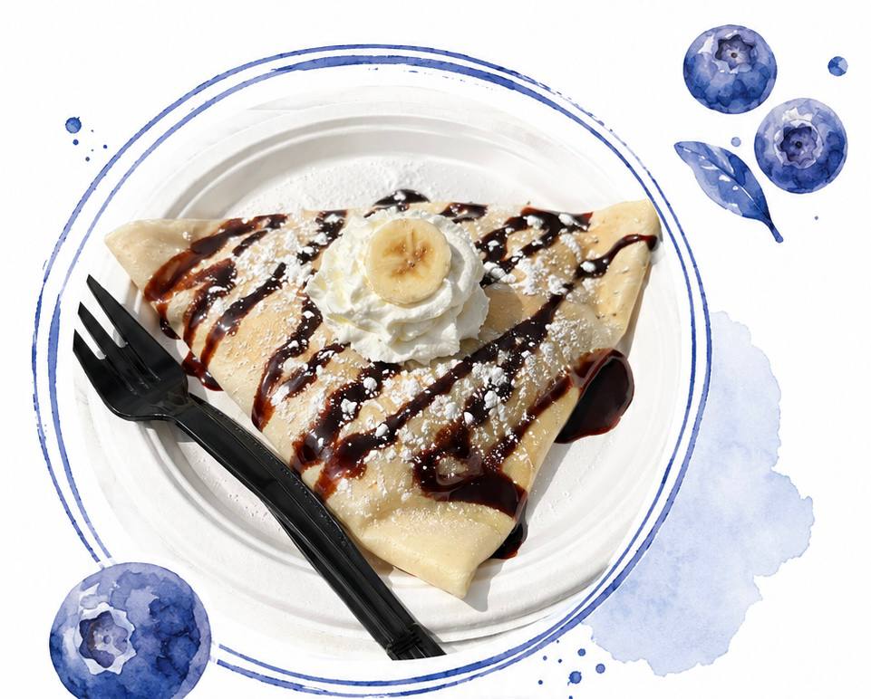 Chocolate banana crêpe with whipped cream